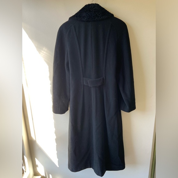 Vintage black wool/ cashmere blend coat with faux fur collar - Picture 5 of 6